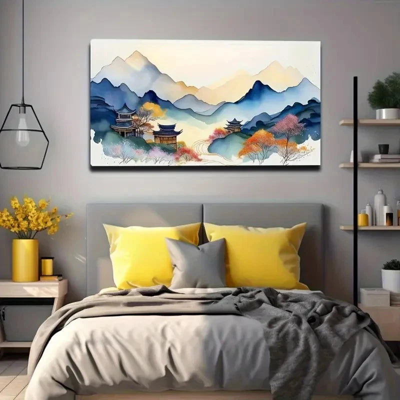 Magnetic Touch Watercolor Wall Art Canvas Office Home Room Framed 120x60cm