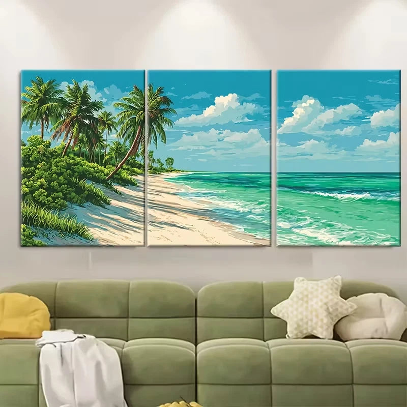 3pcs Beach Landscapes Metal Print Ready to Hang Art - Bella Home Decor