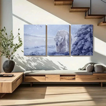 3pcs Arctic Snow Polar Bear Modern Wall Art Set Canvas Framed 50x70cm - High Quality Print 100% Australian Made Wall Canvas Ready to Hang - Bella Home Decor
