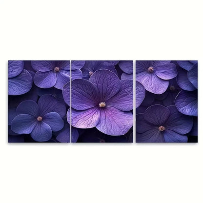 3pcs Elegant Violet Eustoma Macro Wall Art Set Canvas Framed 50x70cm – High Quality Print 100% Australian Made Wall Canvas Ready to Hang