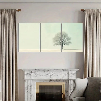 3pcs Tree Serene Landscape Minimalist Design Metal Print Ready to Hang Art - Bella Home Decor