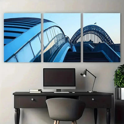 3pcs Gates head Millennium Bridge Perfect Wall Art Set Canvas Framed 60x90cm - High Quality Print 100% Australian Made Wall Canvas Ready to Hang - Bella Home Decor