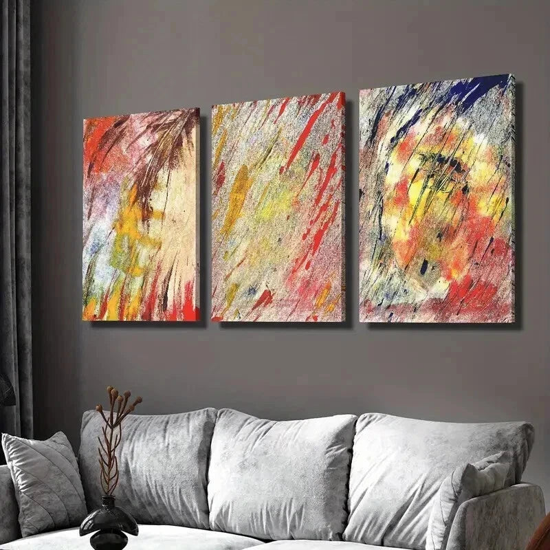 3pcs Abstract Color Splash Decoration Wall Art Set Canvas Framed 50x70cm - High Quality Print 100% Australian Made Wall Canvas Ready to Hang