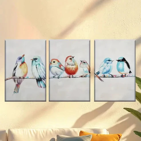 3pcs birds on a wire  Wall Art Set Canvas Unframed - High Quality Print 100% Australian Made Wall Canvas - Bella Home Decor