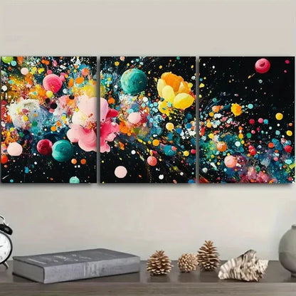 3pcs colorful explosion Wall Art Set Canvas Unframed - High Quality Print 100% Australian Made Wall Canvas - Bella Home Decor