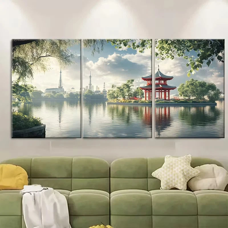 3pcs Battersea Park London Travel Metal Print Ready to Hang Art - Bella Home Decor