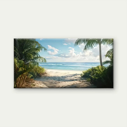 Beach Palm Trees Ocean Wall Art Canvas Office Home Room Framed 120x60cm