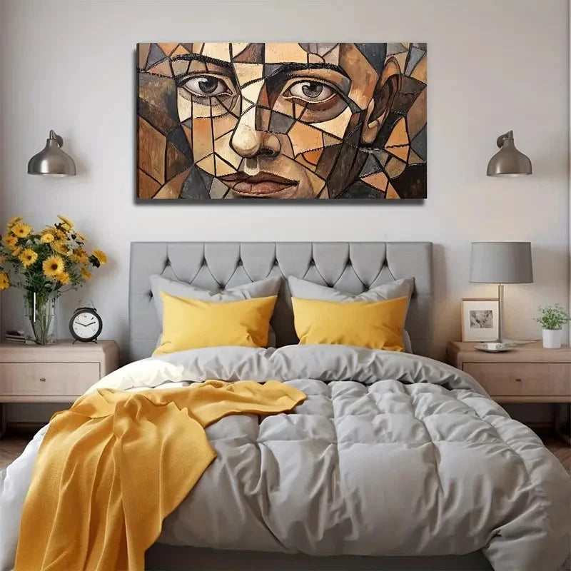 Abstract Face Perfect Wall Art Canvas Office Home Room Framed 120x60cm