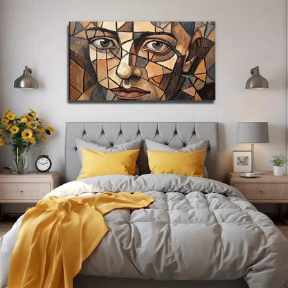 Abstract Face Perfect Wall Art Canvas Office Home Room Framed 120x60cm
