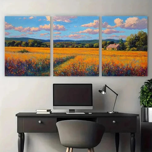3pcs Rustic Sunset Countryside Nature Wall Art Set Canvas Unframed - High Quality Print 100% Australian Made Wall Canvas