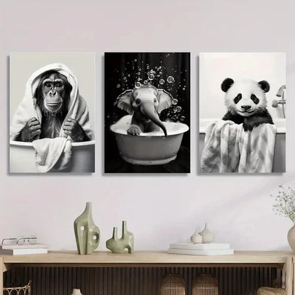 3pcs Artworks Featuring Adorable Cartoon Animal Wall Art Canvas Unframed - High Quality Print 100% Australian Made Wall Canvas - Bella Home Decor