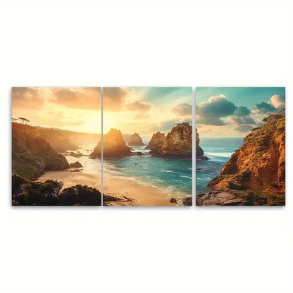 3pcs Phillip Island Travel Print Australia Wall Art Set Canvas Framed 60x90cm - High Quality Print 100% Australian Made Wall Canvas Ready to Hang