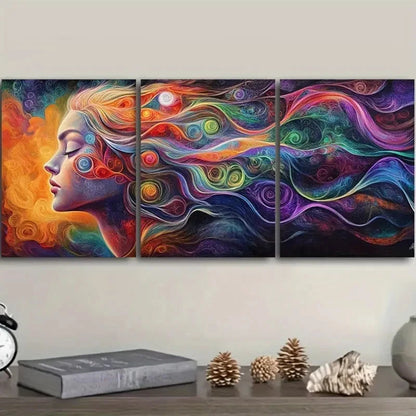 3pcs Painting of Woman and Hair Wall Art Set Canvas Framed 60x90cm - High Quality Print 100% Australian Made Wall Canvas Ready to Hang - Bella Home Decor