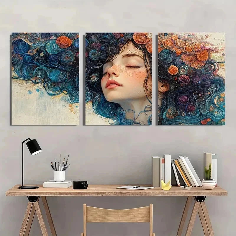 3pcs Whimsical Giclée One of Each Perfect Wall Art Set Canvas Framed 50x70cm - High Quality Print 100% Australian Made Wall Canvas Ready to Hang