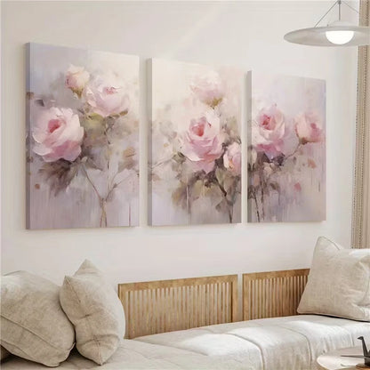 3pcs Pink Rose Flower Painting Spring Flower Wall Art Set Canvas Framed 60x90cm – High Quality Print 100% Australian Made Wall Canvas Ready to Hang