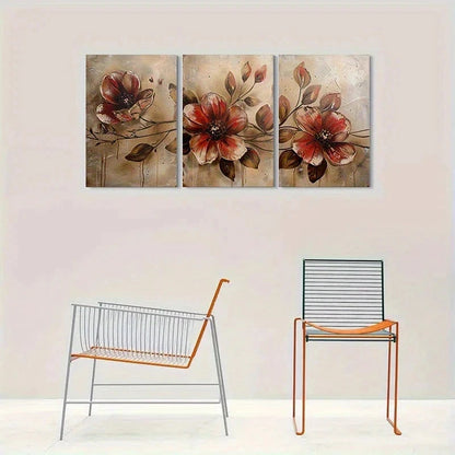 3pcs Abstract Flower Modern Painting Metal Print Ready to Hang Art - Bella Home Decor