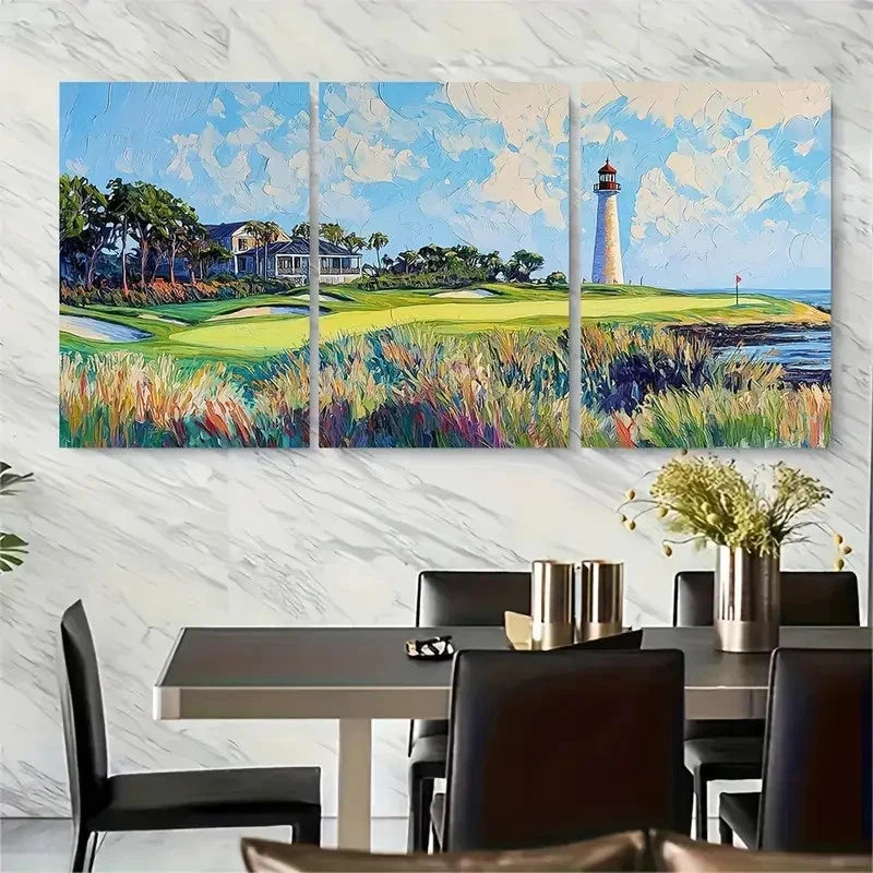 3pcs Harbour Town Golf Course Metal Print Ready to Hang Art