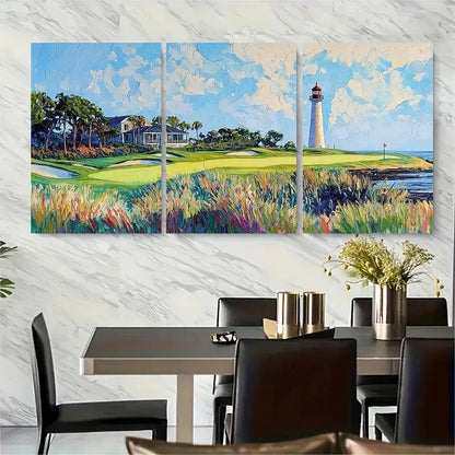 3pcs Harbour Town Golf Course Metal Print Ready to Hang Art