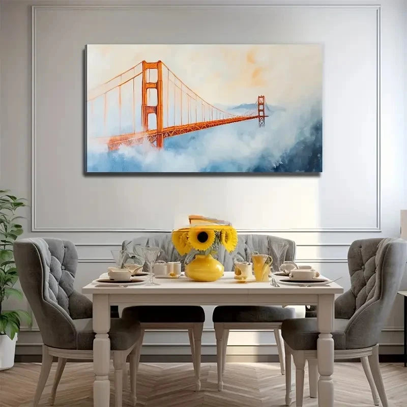Golden Gate Bridge Wall Art Canvas Office Home Room Framed 120x60cm