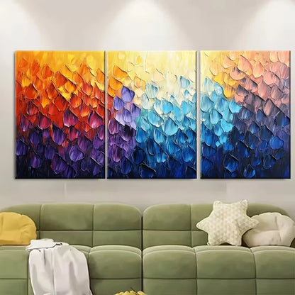 3pcs Large Abstract Textured Metal Print Ready to Hang Art