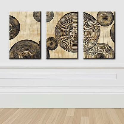 3pcs Tree Ring Texture Wall Art Set Canvas Framed 50x70cm - High Quality Print 100% Australian Made Wall Canvas Ready to Hang