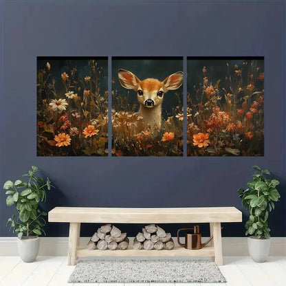 3pcs Giclee French Vibrant Floral & Fauna Design Metal Print Ready to Hang Art - Bella Home Decor