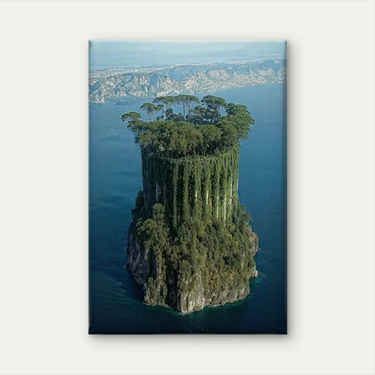 Verdant Islet Oil Painting 60x90cm Metal Print Ready to Hang