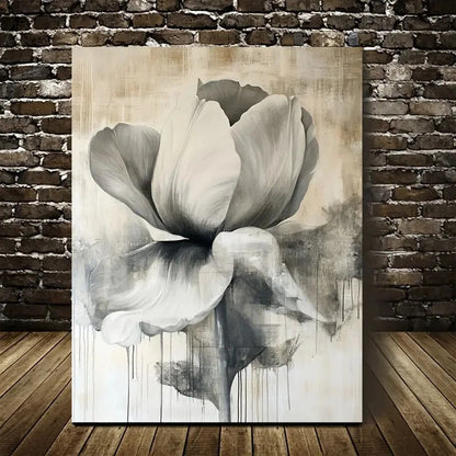 Beautiful Elegant Black & White Tulip Flower Design 40x60cm Metal Print Ready to Hang - Bella Home Decor