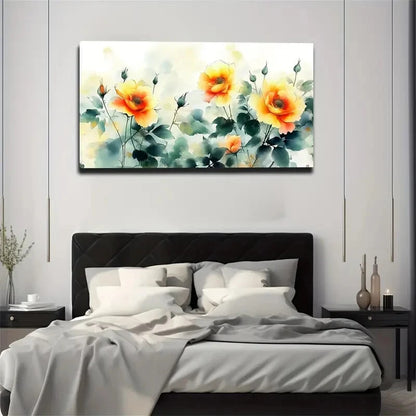 Yellow Flower Décor Vibrant Wall Art Canvas Office Home Room Framed 120x60cm - Bella Home Decor