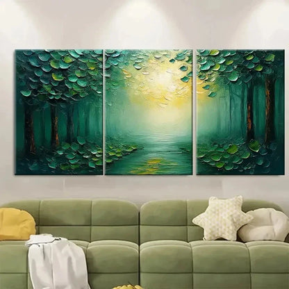 3pcs Large Green HJ  Wall Art Set Canvas Framed 60x90cm - High Quality Print 100% Australian Made Wall Canvas Ready to Hang