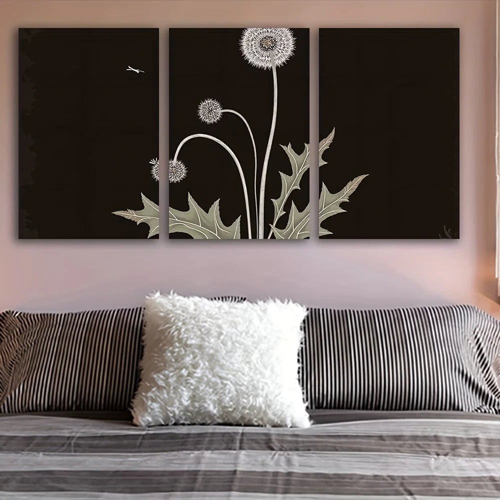 3pcs Three Panel Set of Dandelion Wall Art Set Canvas Framed 50x70cm - High Quality Print 100% Australian Made Wall Canvas Ready to Hang