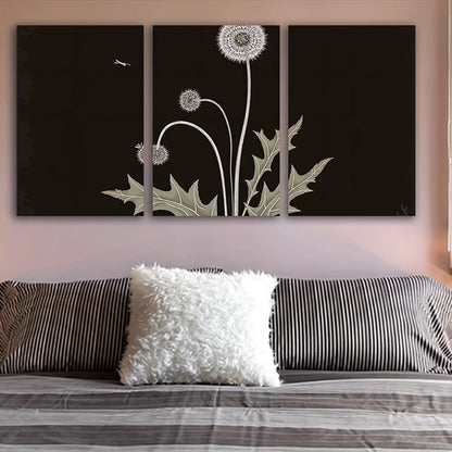 3pcs Three Panel Set of Dandelion Wall Art Set Canvas Framed 50x70cm - High Quality Print 100% Australian Made Wall Canvas Ready to Hang