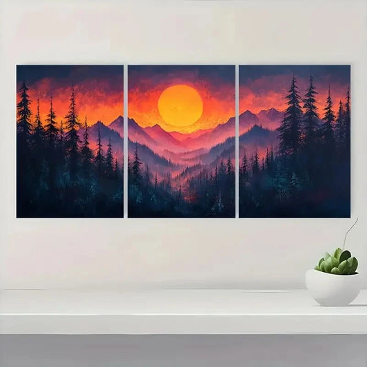 3pcs Vibrant Sunest Canvas Triptych Wall Art Set Canvas Framed 50x70cm - High Quality Print 100% Australian Made Wall Canvas Ready to Hang