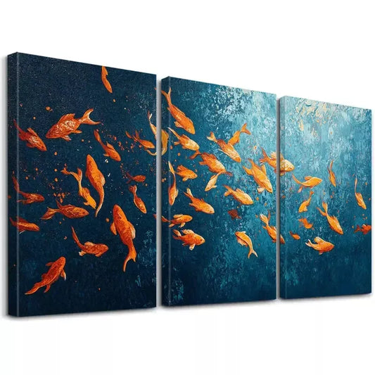 3pcs Underwater Fish Aesthetic Decorative Art Set Canvas Framed 50x70cm - High Quality Print 100% Australian Made Wall Canvas Ready to Hang