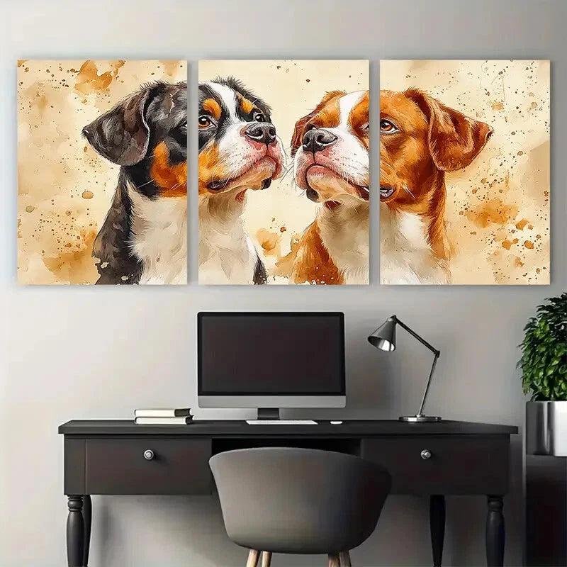 3pcs Watercolor Dogs Portrait Pet Memorial Metal Print Ready to Hang Art - Bella Home Decor