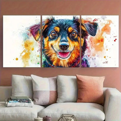 3pcs Dog Memorial Pet Portrait Watercolor Design Metal Print Ready to Hang Art - Bella Home Decor