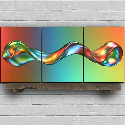 3pcs Beautiful Lines Colourful Themed Metal Print Ready to Hang Art - Bella Home Decor