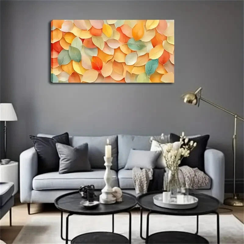 Vibrant Autumn-Inspired Leaf Wall Art Canvas Office Home Room Framed 120x60cm - Bella Home Decor