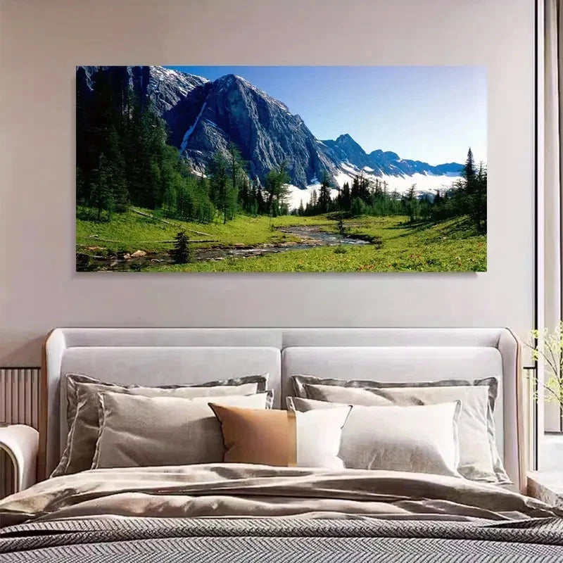 Perfect Park Snowy Mountain Wall Art Canvas Office Home Room Framed 120x60cm - Bella Home Decor