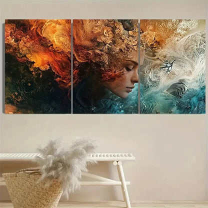 3pcs Vibrant Floral Design with Abstract Wall Art Set Canvas Framed 40x60cm - High Quality Print 100% Australian Made Wall Canvas Ready to Hang