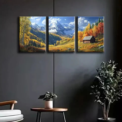 3pcs Autumn Mountain Scene Wall Art Canvas Unframed - High Quality Print 100% Australian Made Wall Canvas - Bella Home Decor
