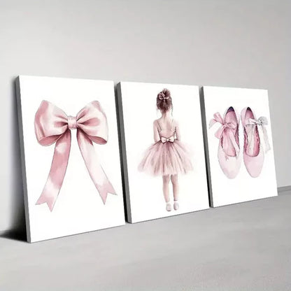 3pcs Elegant Dancer Shoes With Bows Canvas Unframed - High Quality Print 100% Australian Made Wall Canvas