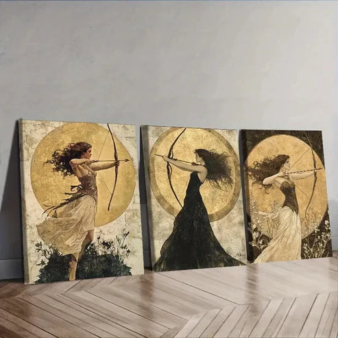 3pcs The Girl with the Bow and Arrow Wall Art Set Canvas Unframed - High Quality Print 100% Australian Made Wall Canvas
