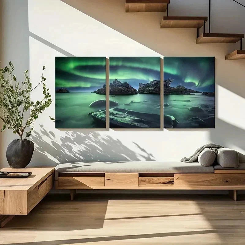 3pcs Aurora Nordic Decoration Painting Wall Art Set Canvas Framed 60x90cm - High Quality Print 100% Australian Made Wall Canvas Ready to Hang - Bella Home Decor