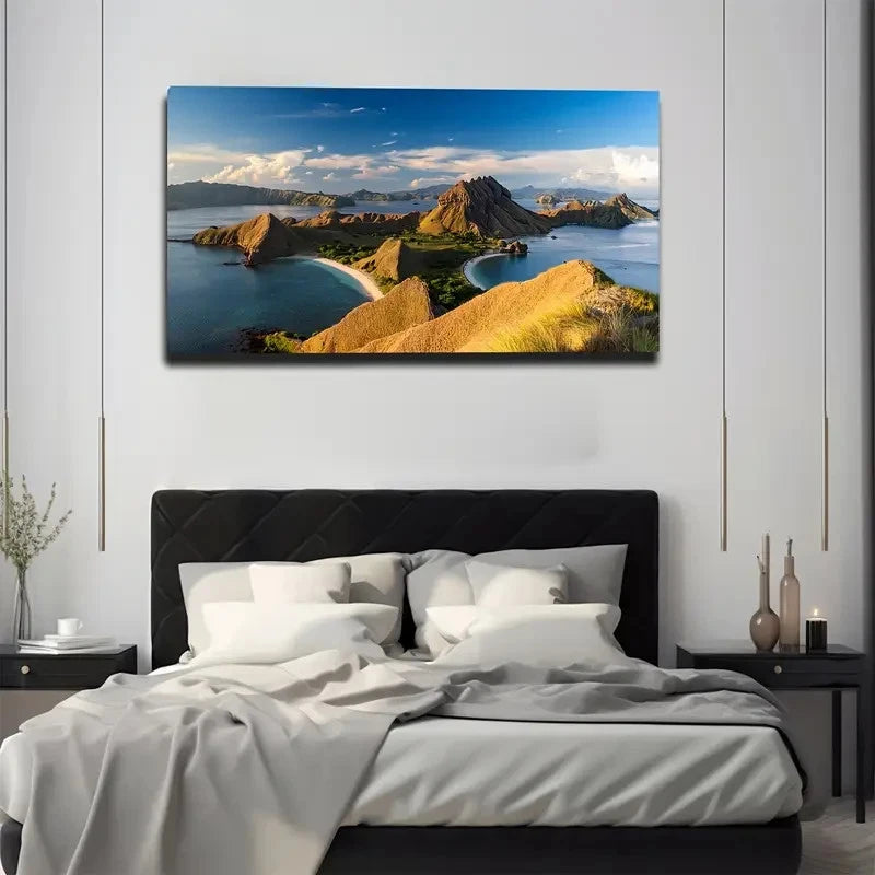 Komodo Dragon Island Wall Art Canvas Office Home Room Framed 120x60cm