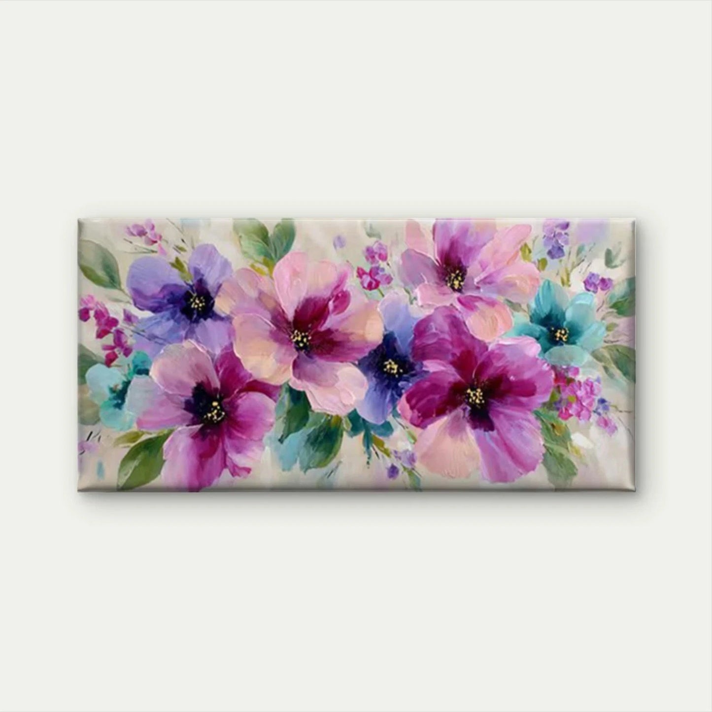 Whimsical Bloom Vibrant Floral Wall Art Canvas Office Home Room Framed 120x60cm