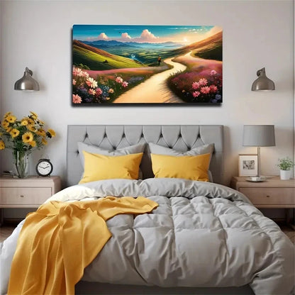 Delicate Brush Road Romantic Wall Art Canvas Office Home Room Framed 120x60cm