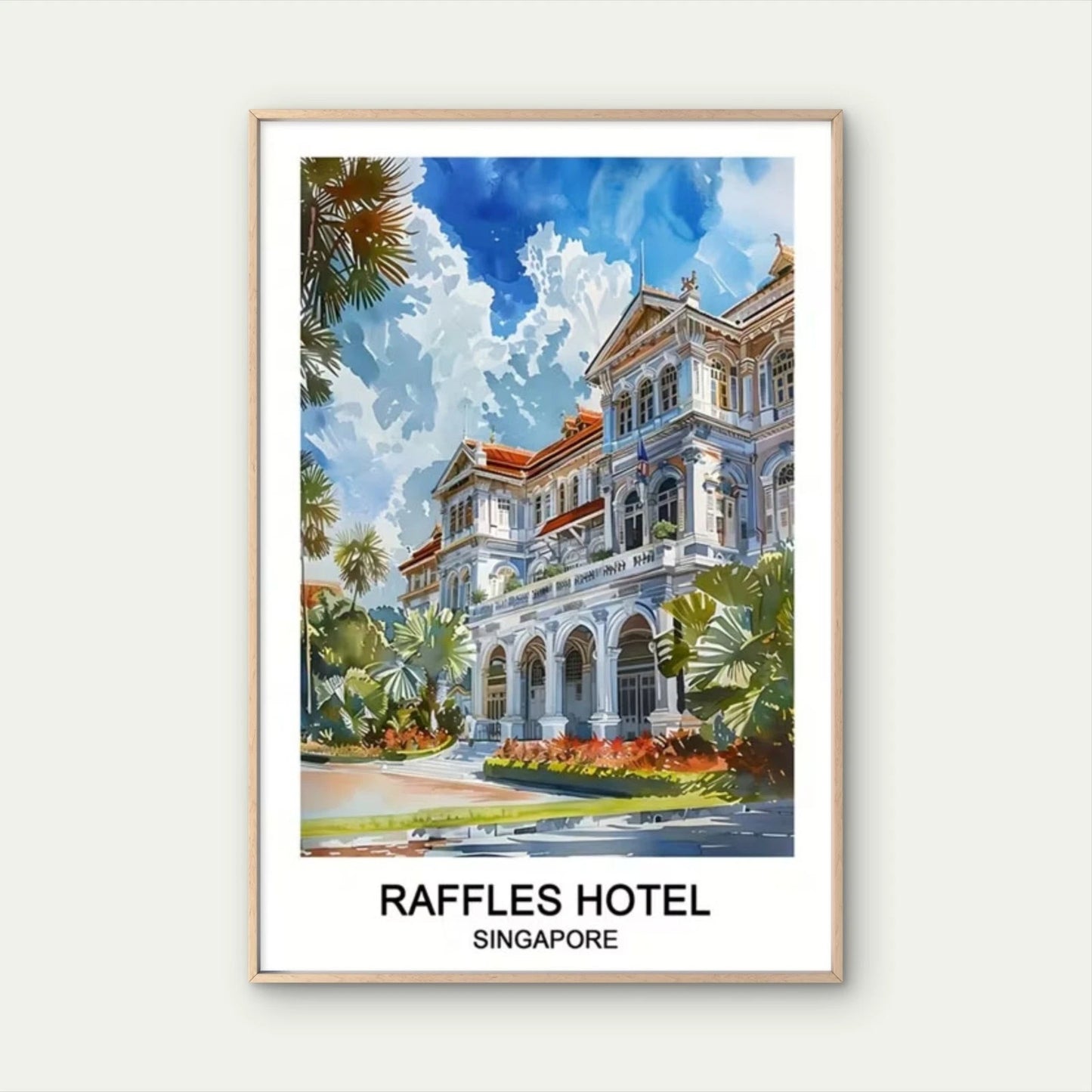 Raffles Hotel Singapore Decor Travel Poster Print Wall Art