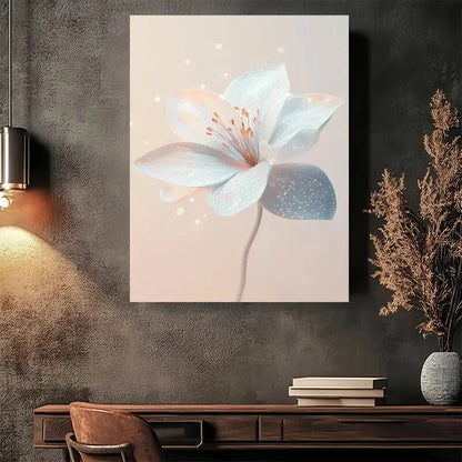 Beautiful Elegant White Flower Painting 40x60cm Metal Print Ready to Hang - Bella Home Decor
