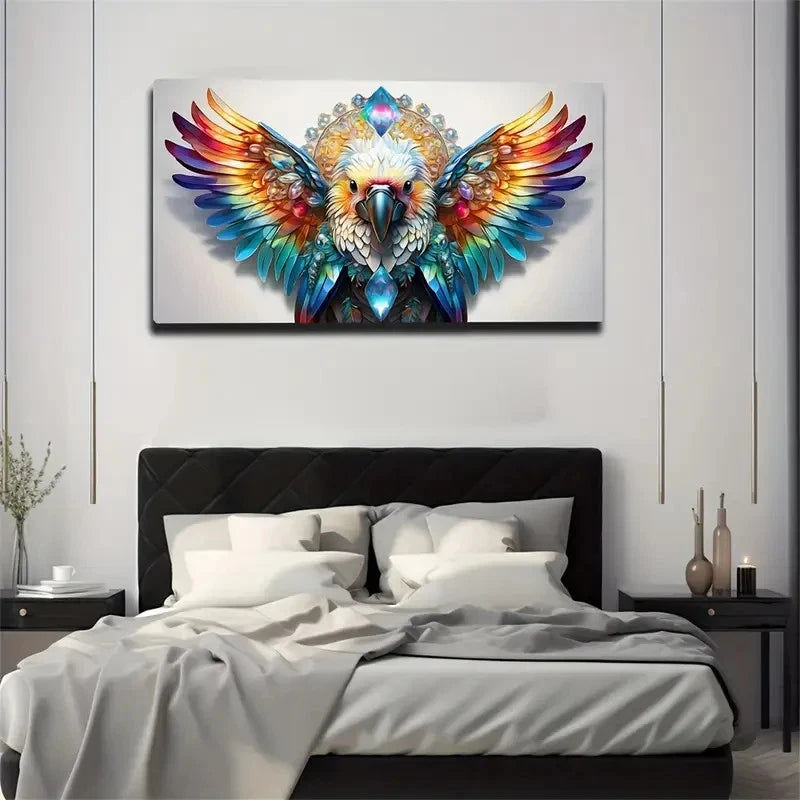 Vibrant Colorful Parrot Deco Wall Art Canvas Office Home Room Framed 120x60cm